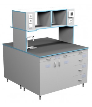 Стол островной для работы стоя со сливной раковиной СЛО-НВК-1200-МОН+ (1215×1520×1650)